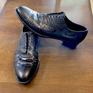 HANDMADE ARISTOCRAT JohnstonMurphy Black EXOTIC CROCODILE Mens SHOES 10.5 A/AAA